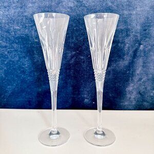 WATERFORD CRYSTAL CHAMPAGNE TOASTING FLUTES LISMORE DIAMOND PAIR OF GLASSES